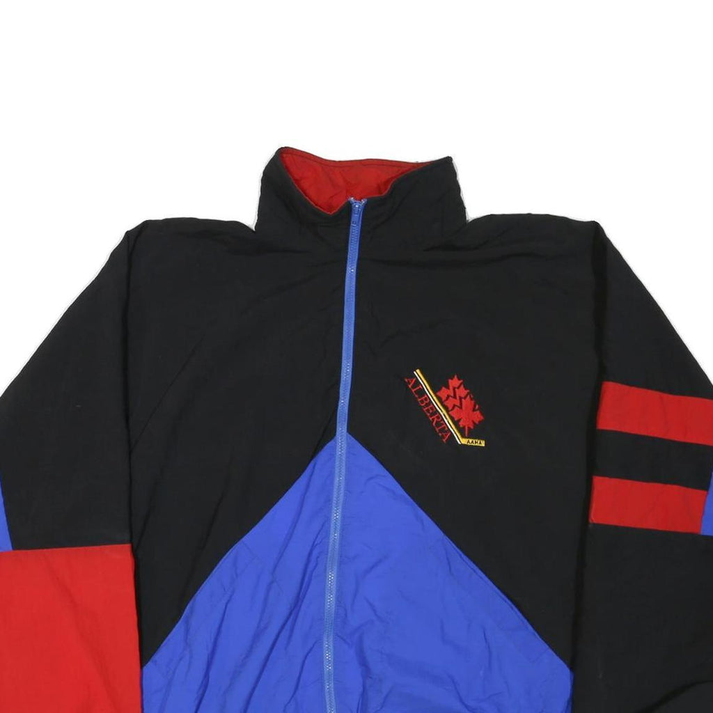 MEE Mens Black & Blue & Red Zip Up Nylon Jacket XL Colourblock Casual Outerwear