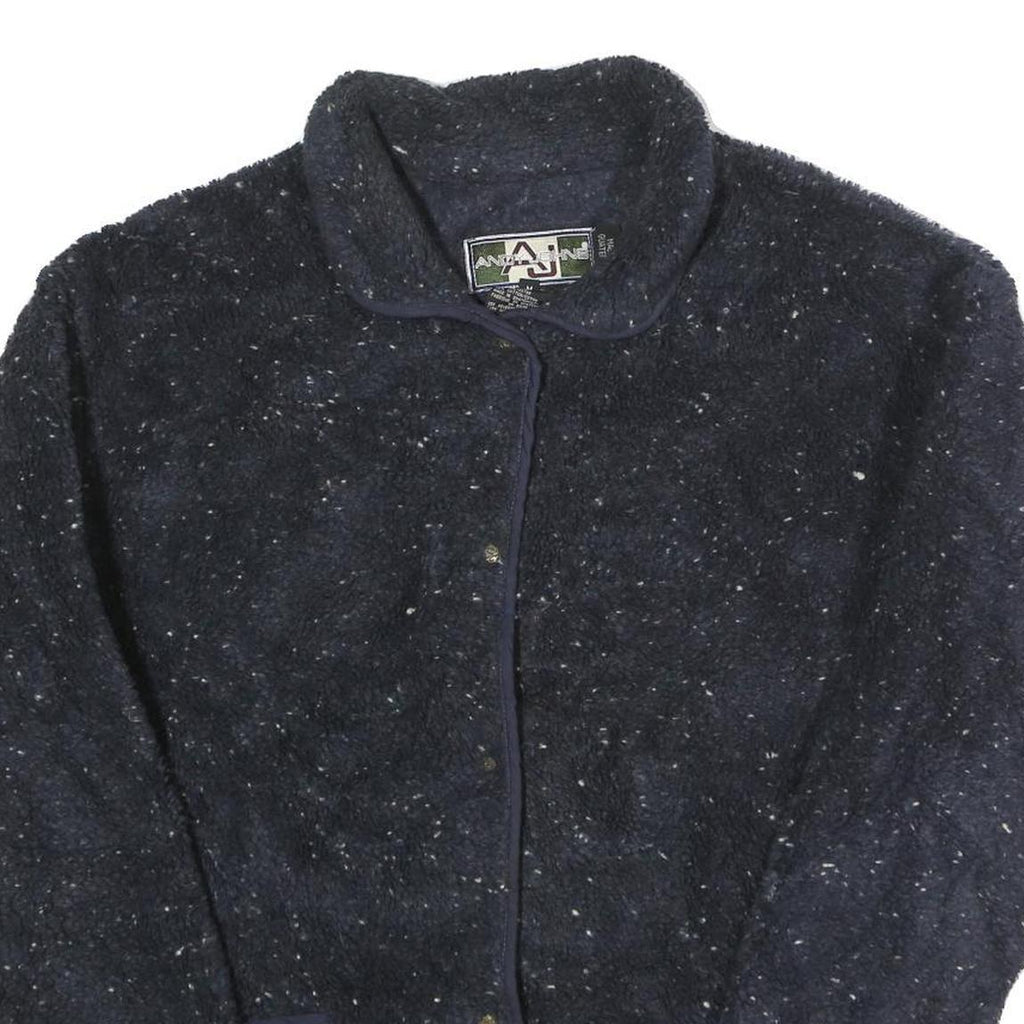 ANDY JOHNS Womens Navy Blue Flecked Button Wool Blend Jacket M Coat Classic