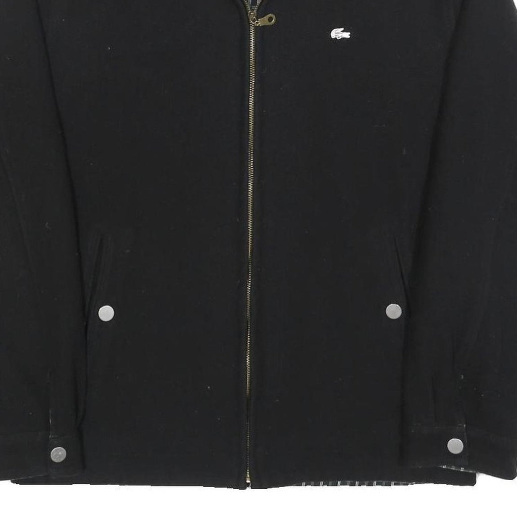 LACOSTE Mens Black Zip Jacket M Woven Plain Logo Crocodile Lightweight Casual