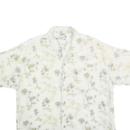 SUMMA Mens White & Green Palm Tree Print Casual Shirt XL Summer Pattern Cotton