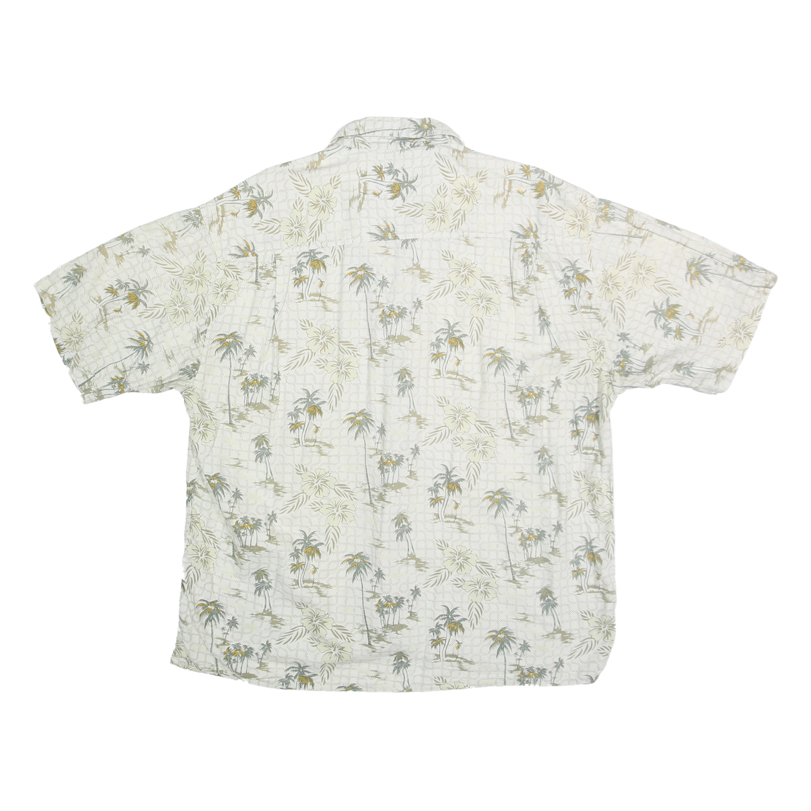 SUMMA Mens White & Green Palm Tree Print Casual Shirt XL Summer Pattern Cotton