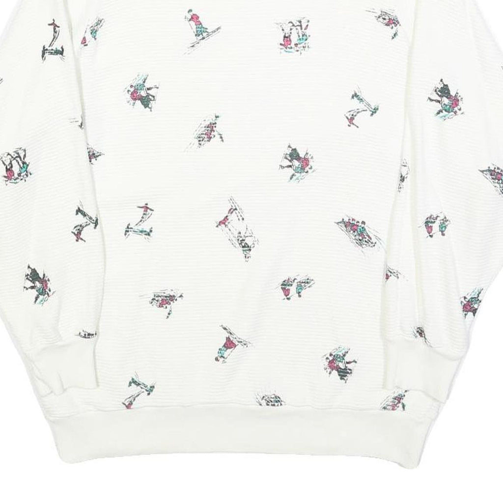 CHARLES VOGELE Womens White Ski Print Crew Neck M Cotton Blend Sweatshirt