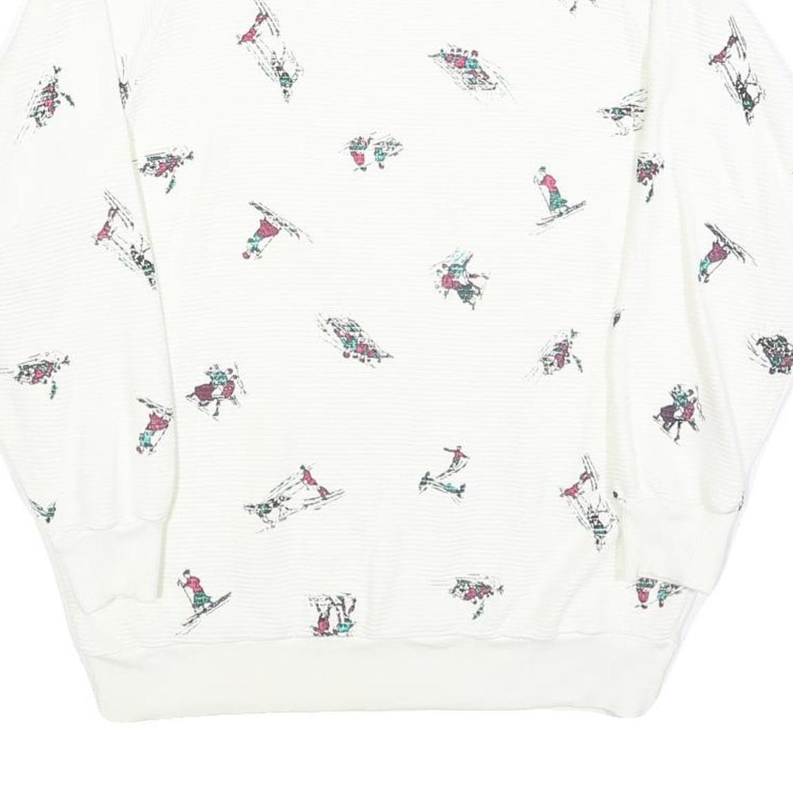 CHARLES VOGELE Womens White Ski Print Crew Neck M Cotton Blend Sweatshirt