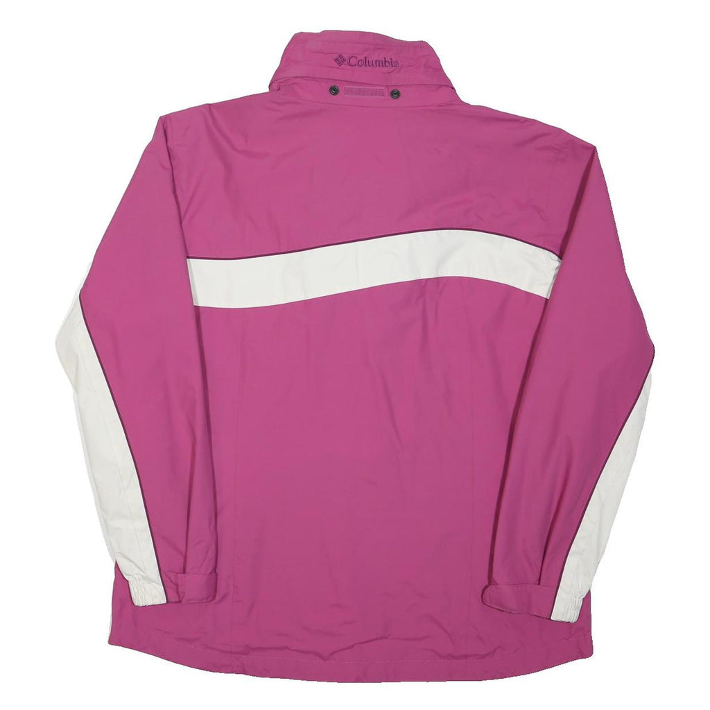 COLUMBIA Womens Pink & White Outdoor Jacket L Polyamide Blend Zip River Lodge