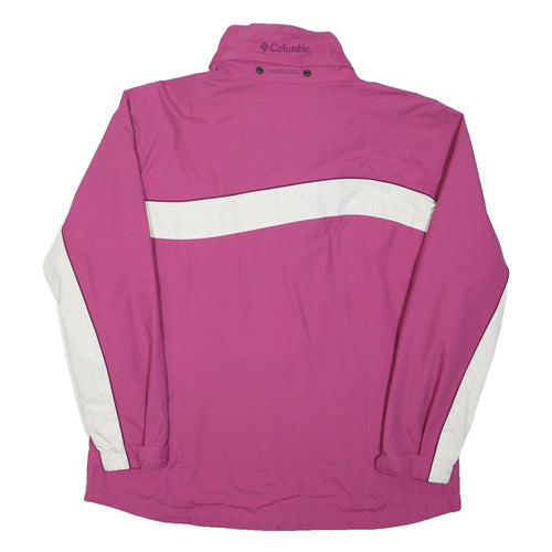 COLUMBIA Womens Pink & White Outdoor Jacket L Polyamide Blend Zip River Lodge