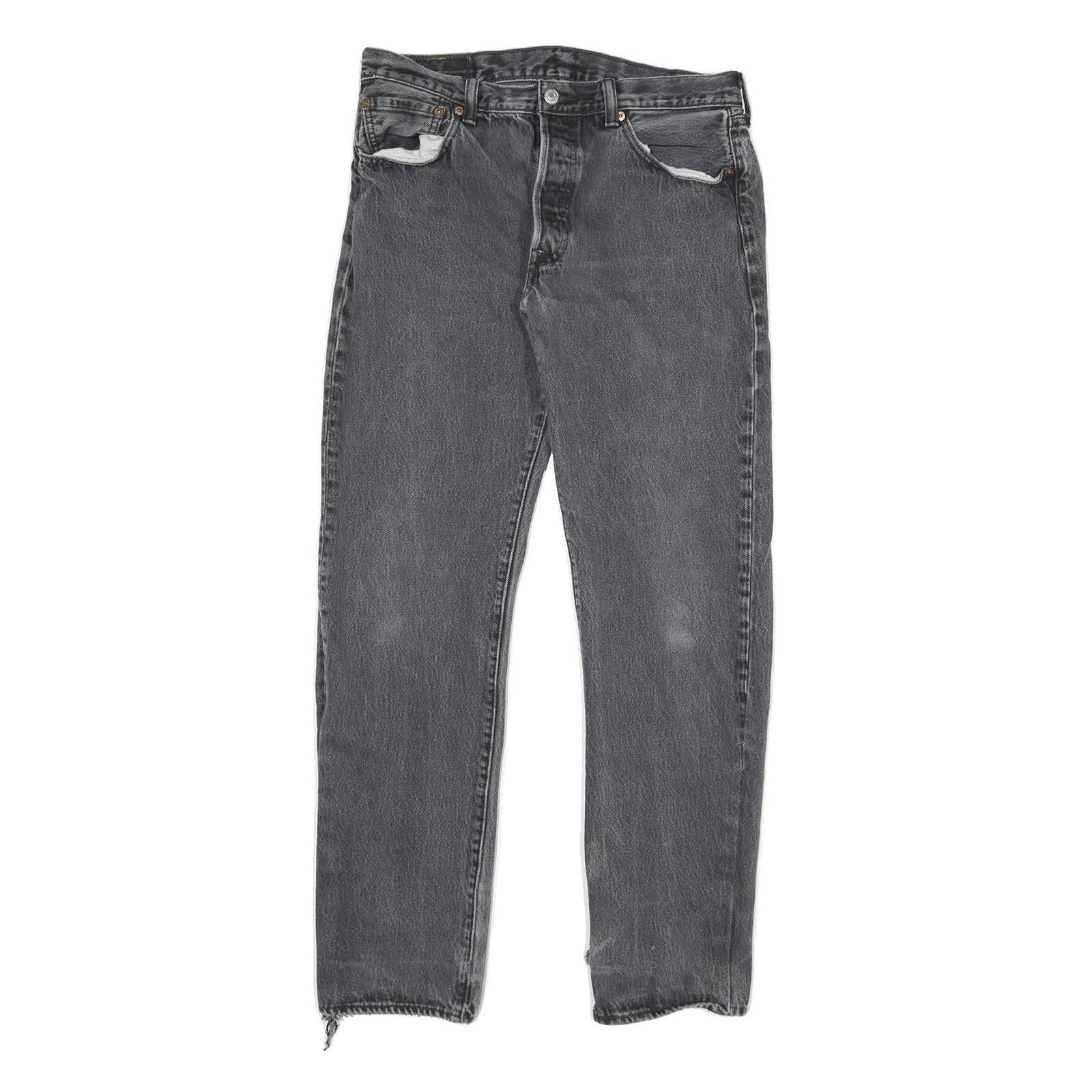 LEVI'S Mens Slim Black Denim Jeans W30 L30 Button Closure Regular Fit Casual