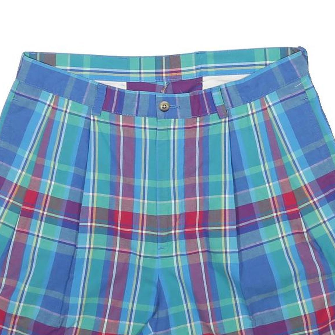 NAUTICA Mens Shorts Blue Green Red Plaid M W32 Classic Cotton Summer