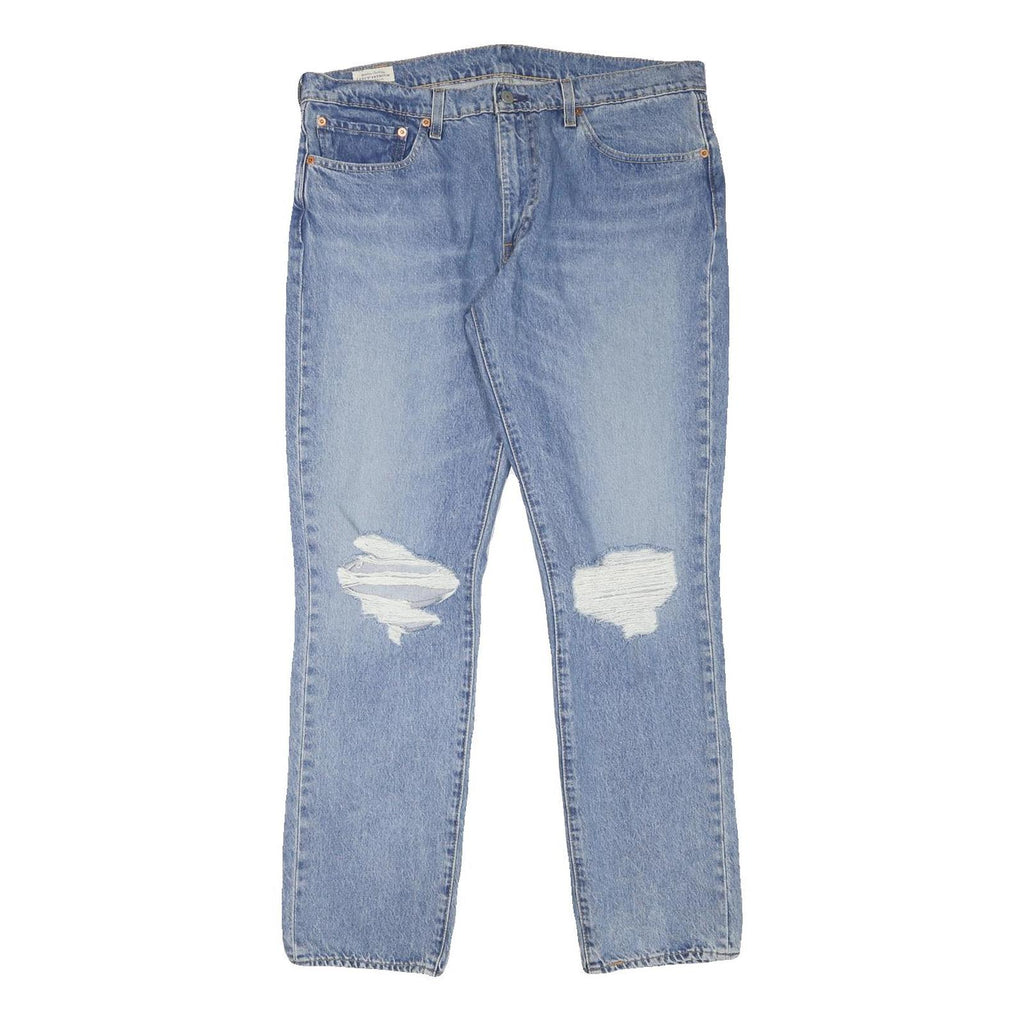 LEVI'S 511 Mens Slim Light Blue Denim Jeans W35 L30 Distressed Cotton Blend Zip