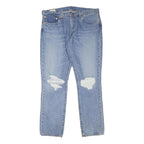 LEVI'S 511 Mens Slim Light Blue Denim Jeans W35 L30 Distressed Cotton Blend Zip