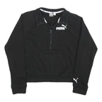 PUMA Womens Black Half Zip S Cotton Blend Sweatshirt Sports Casual