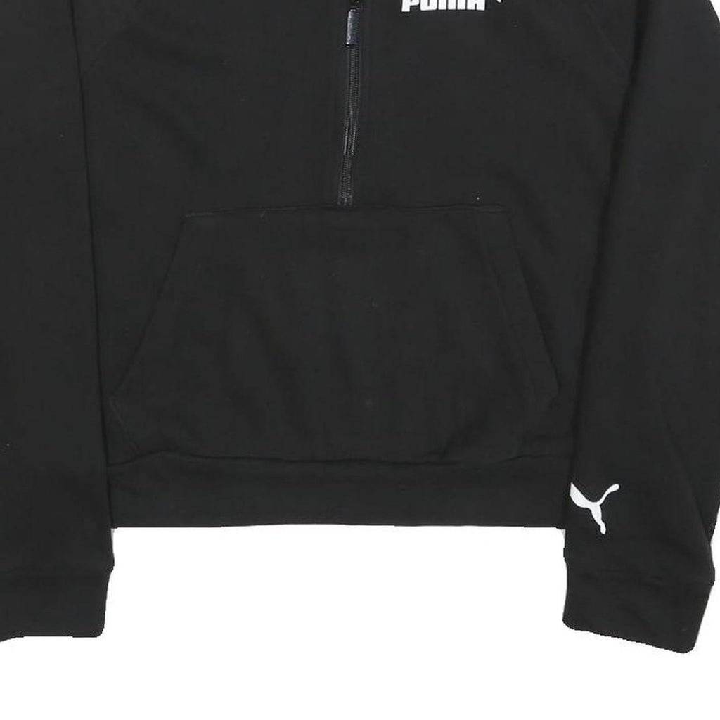 PUMA Womens Black Half Zip S Cotton Blend Sweatshirt Sports Casual