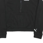 PUMA Womens Black Half Zip S Cotton Blend Sweatshirt Sports Casual