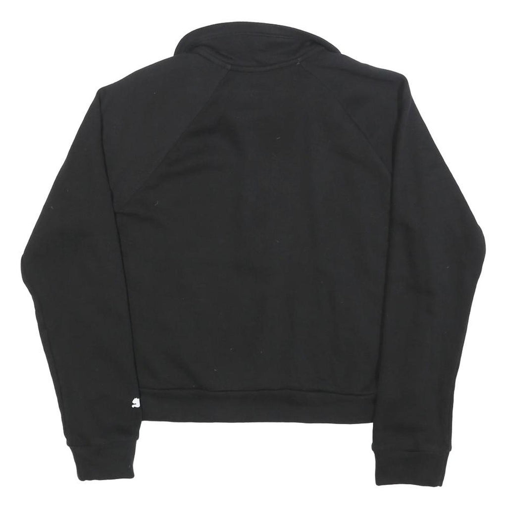 PUMA Womens Black Half Zip S Cotton Blend Sweatshirt Sports Casual