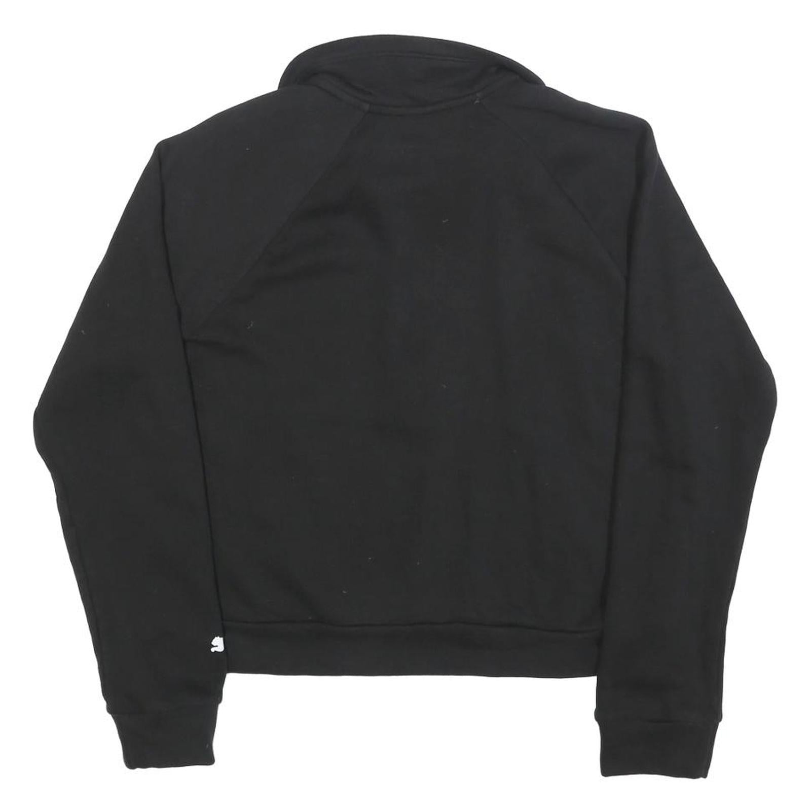 PUMA Womens Black Half Zip S Cotton Blend Sweatshirt Sports Casual