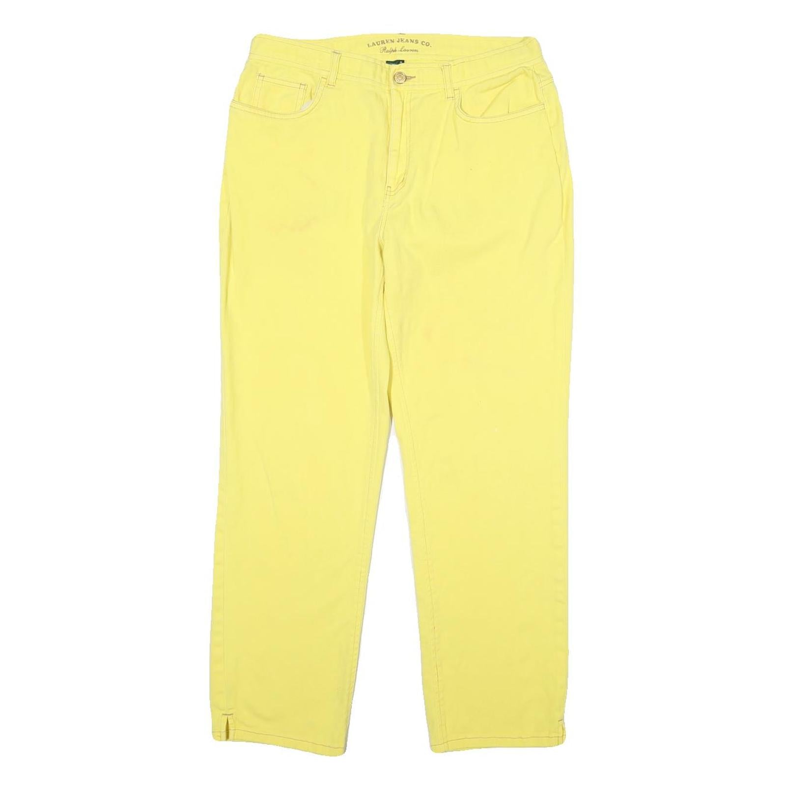 LAUREN RALPH LAUREN Womens Jeans Yellow Regular Straight Denim W32 L28 Button