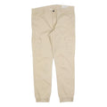TOM TAILOR Mens Slim Beige Cargo Trousers W34 L30 Cotton Blend Zip Closure