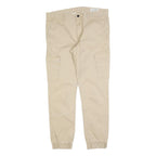 TOM TAILOR Mens Slim Beige Cargo Trousers W34 L30 Cotton Blend Zip Closure