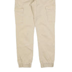 TOM TAILOR Mens Slim Beige Cargo Trousers W34 L30 Cotton Blend Zip Closure