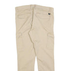 TOM TAILOR Mens Slim Beige Cargo Trousers W34 L30 Cotton Blend Zip Closure