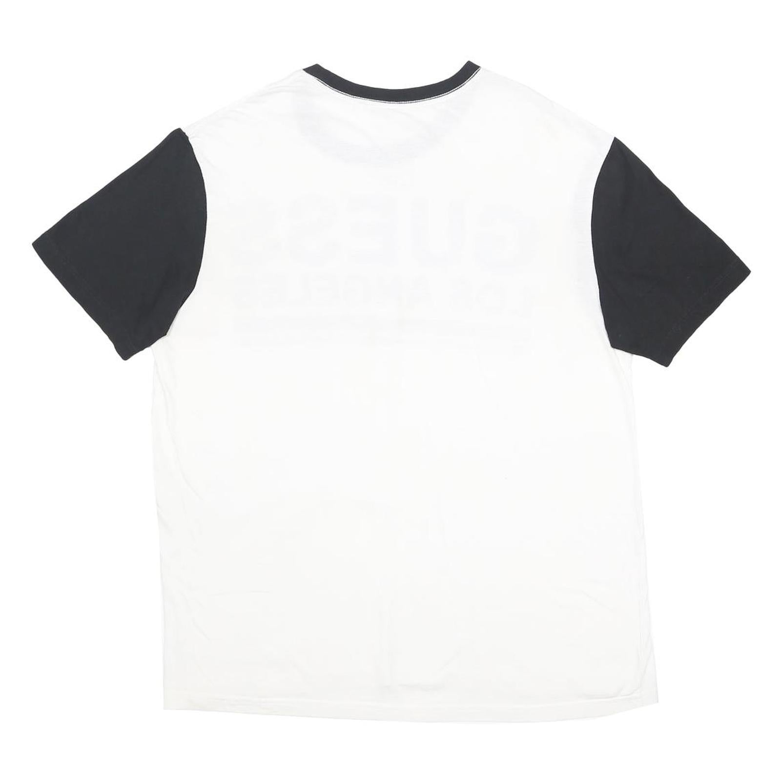 GUESS Mens White & Black Los Angeles Graphic T-Shirt 2XL Short Sleeve Crew Neck