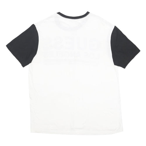 GUESS Mens White & Black Los Angeles Graphic T-Shirt 2XL Short Sleeve Crew Neck
