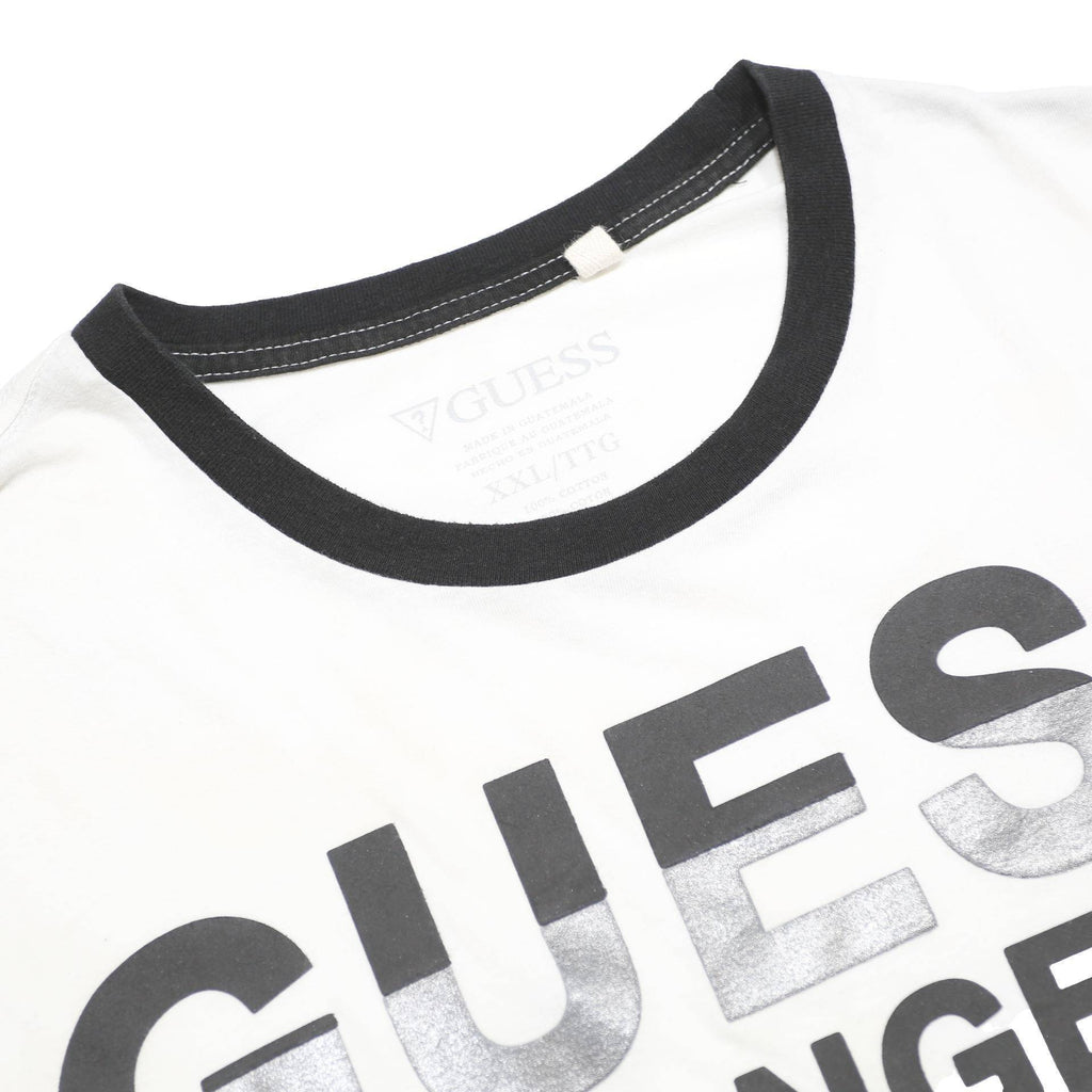 GUESS Mens White & Black Los Angeles Graphic T-Shirt 2XL Short Sleeve Crew Neck