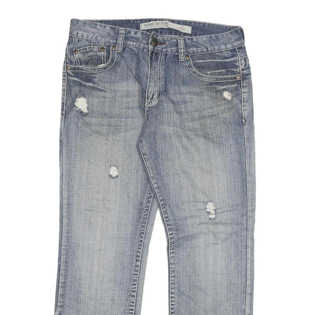URBAN HERTITAGE Mens Blue Regular Straight Denim Light W36 L31 Distressed Cotton