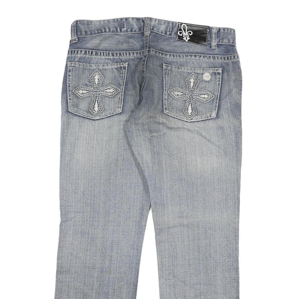 URBAN HERTITAGE Mens Blue Regular Straight Denim Light W36 L31 Distressed Cotton