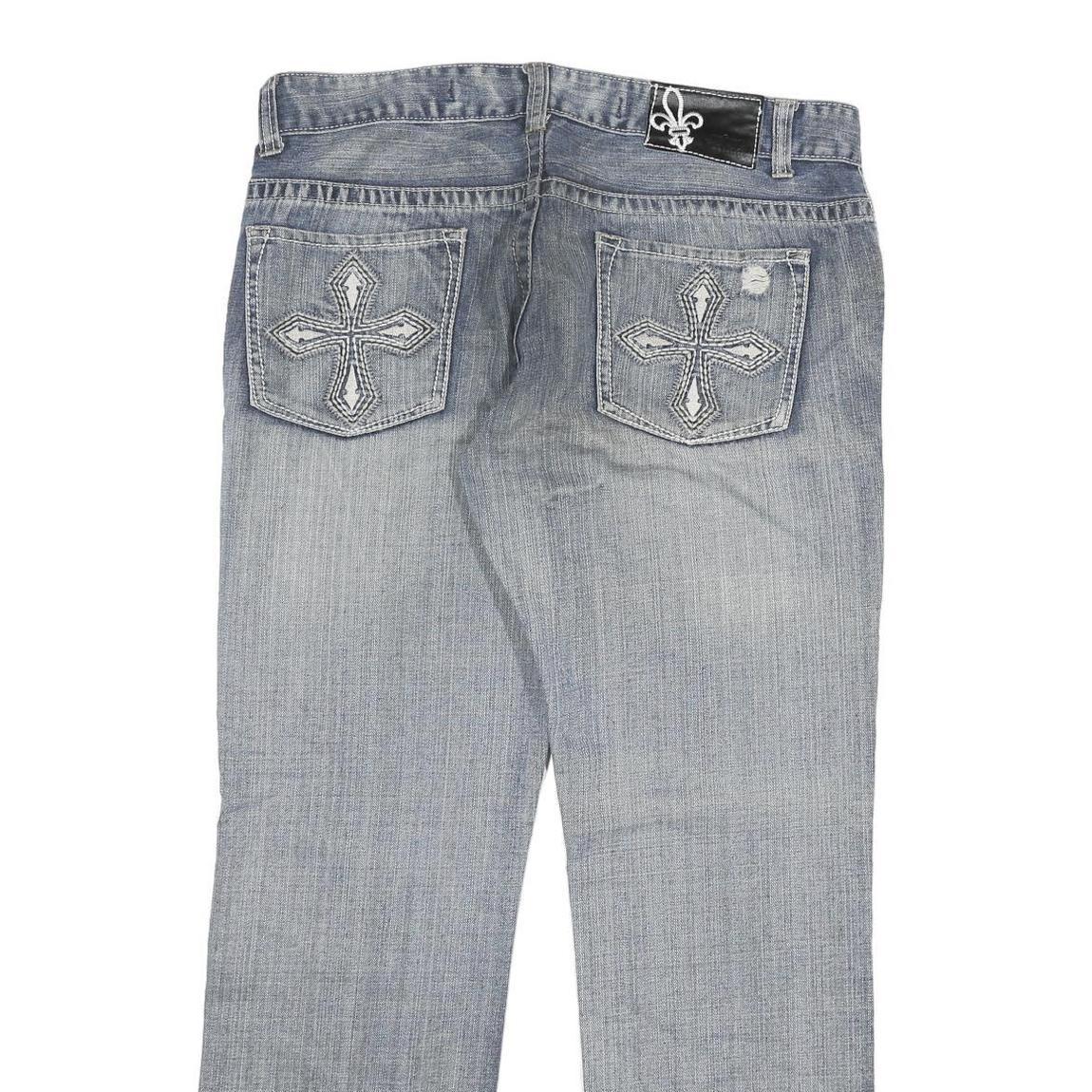 URBAN HERTITAGE Mens Blue Regular Straight Denim Light W36 L31 Distressed Cotton