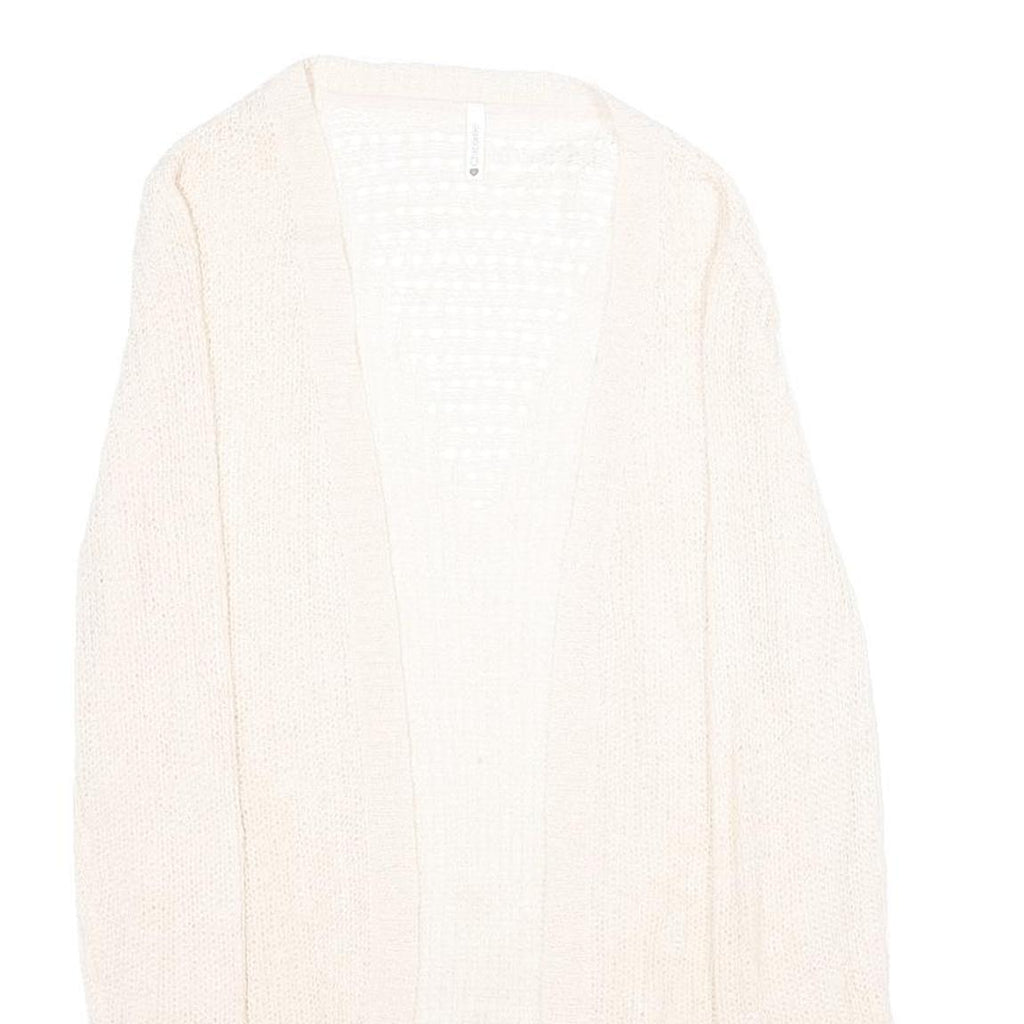 CHICOREE Womens Cream Open Front Plain Knit Pullover Jumper M Soft Casual
