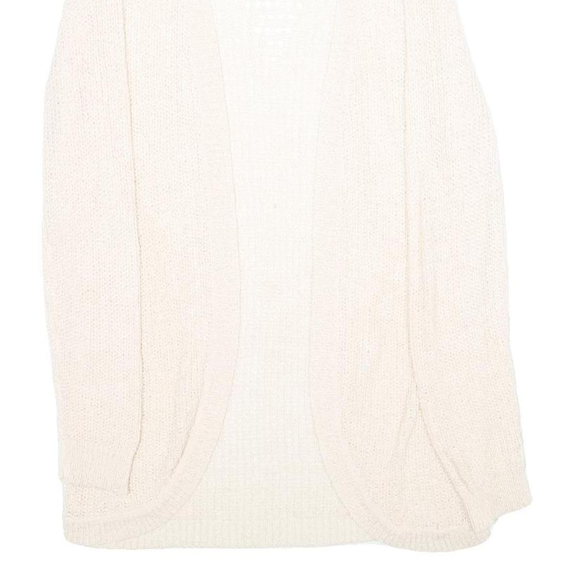 CHICOREE Womens Cream Open Front Plain Knit Pullover Jumper M Soft Casual