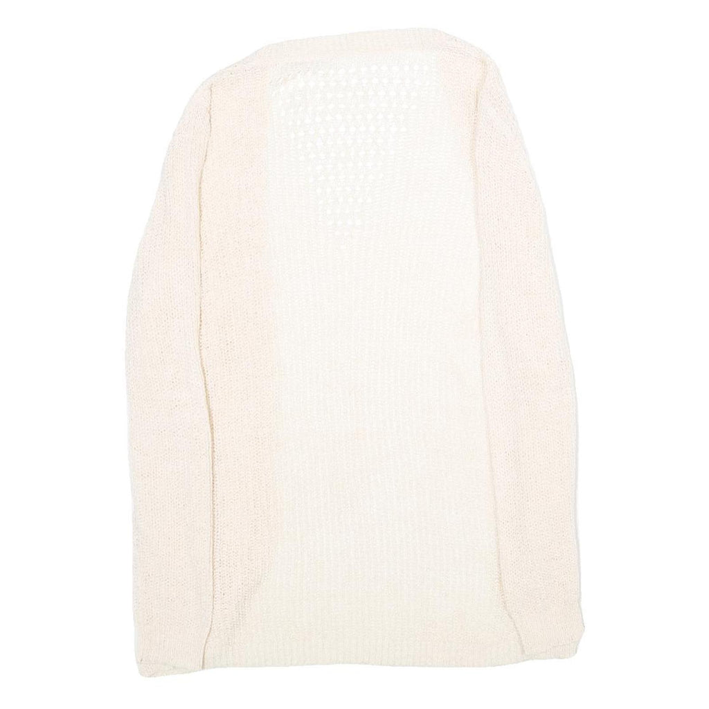 CHICOREE Womens Cream Open Front Plain Knit Pullover Jumper M Soft Casual