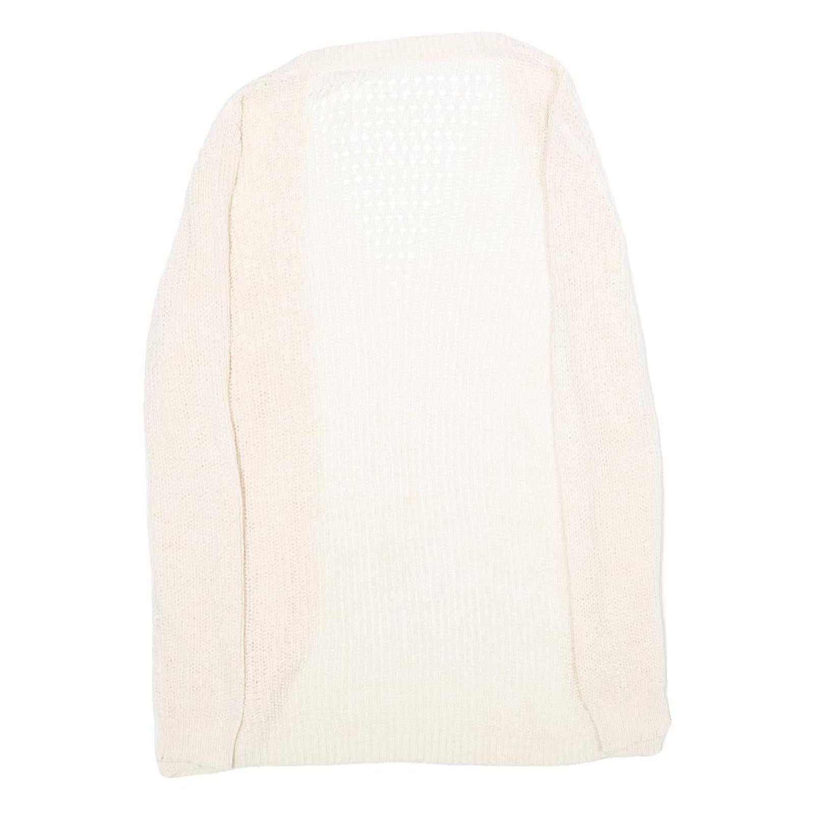 CHICOREE Womens Cream Open Front Plain Knit Pullover Jumper M Soft Casual