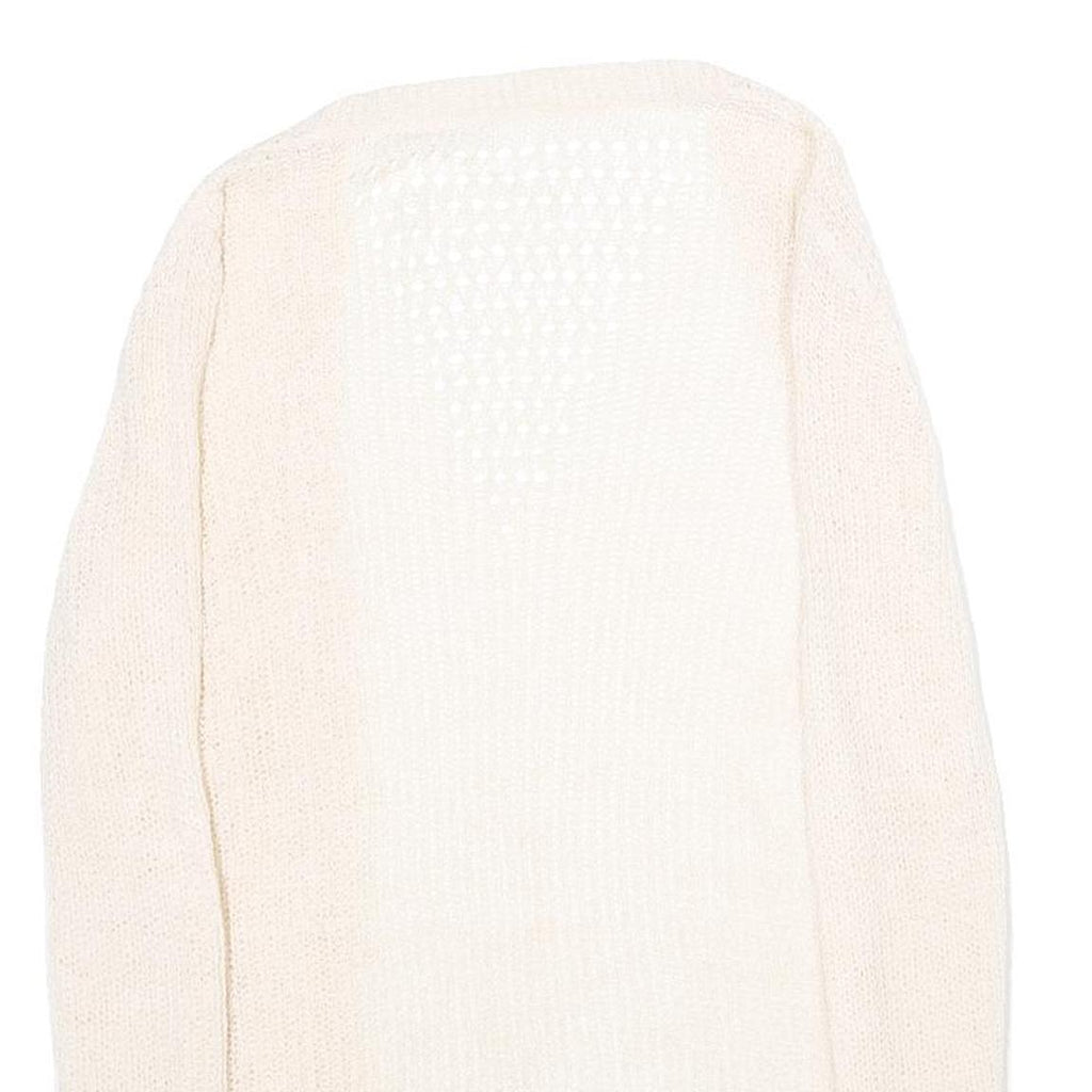 CHICOREE Womens Cream Open Front Plain Knit Pullover Jumper M Soft Casual