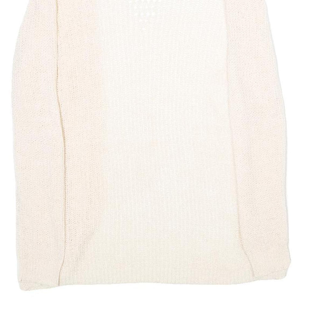 CHICOREE Womens Cream Open Front Plain Knit Pullover Jumper M Soft Casual