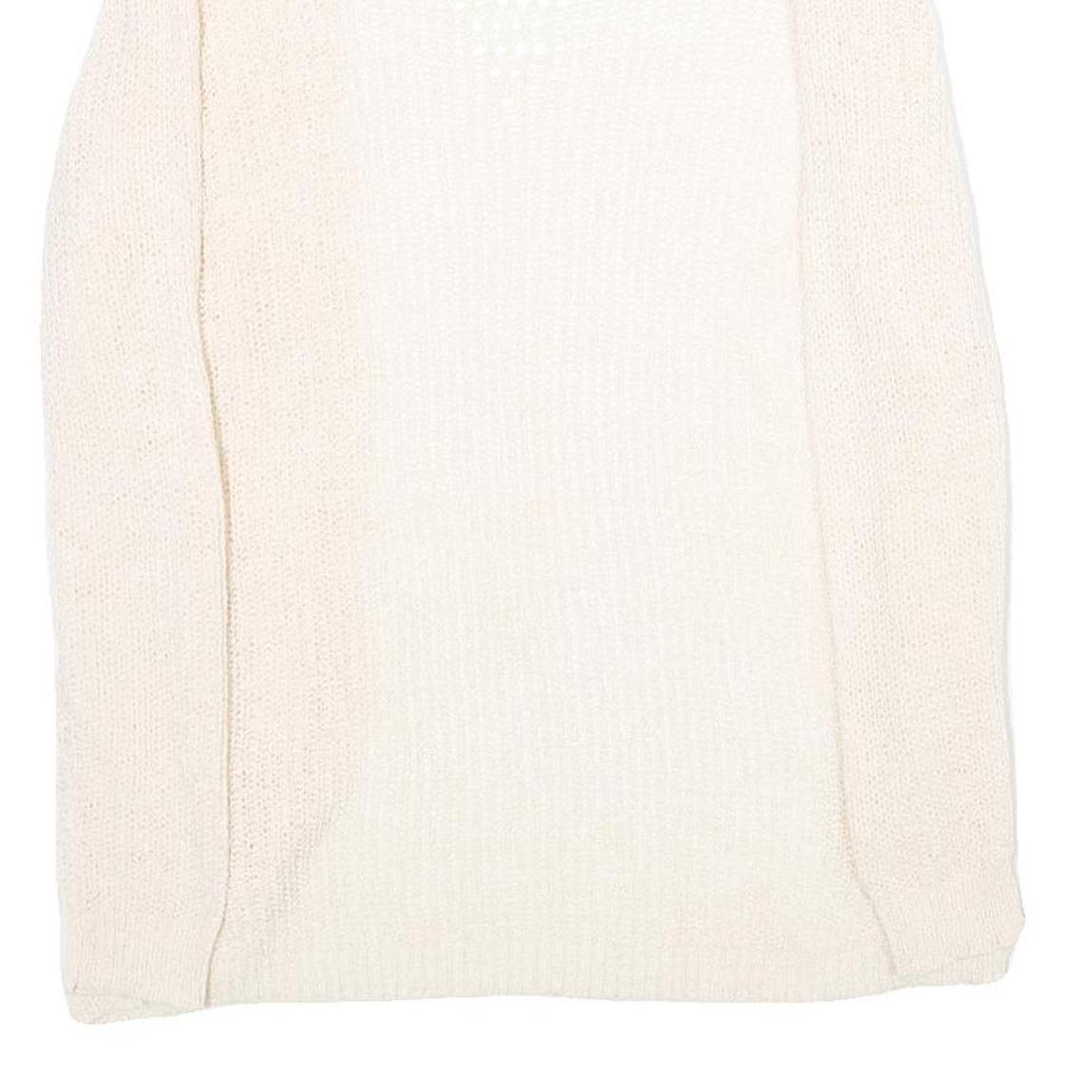 CHICOREE Womens Cream Open Front Plain Knit Pullover Jumper M Soft Casual