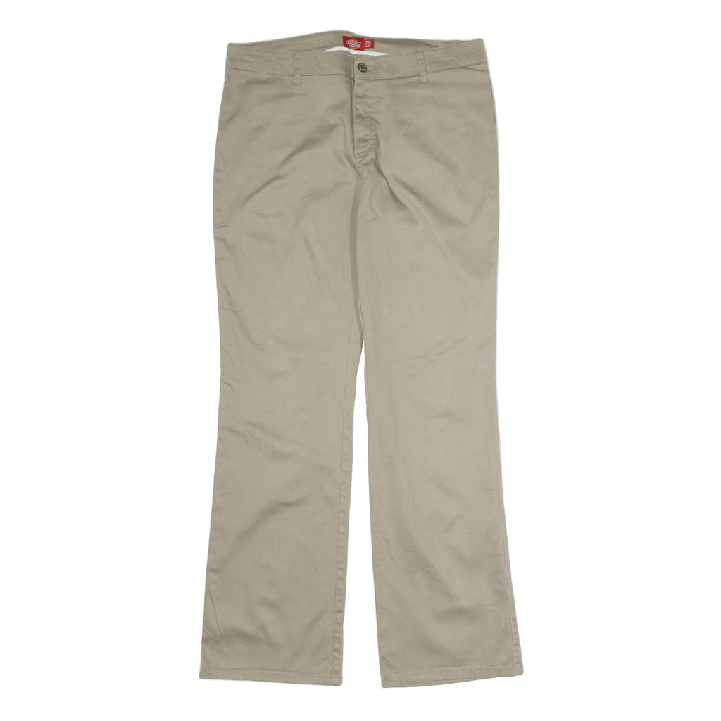 DICKIES Womens Regular Fit Beige Cotton Blend Zip Trousers W34 L31 Workwear