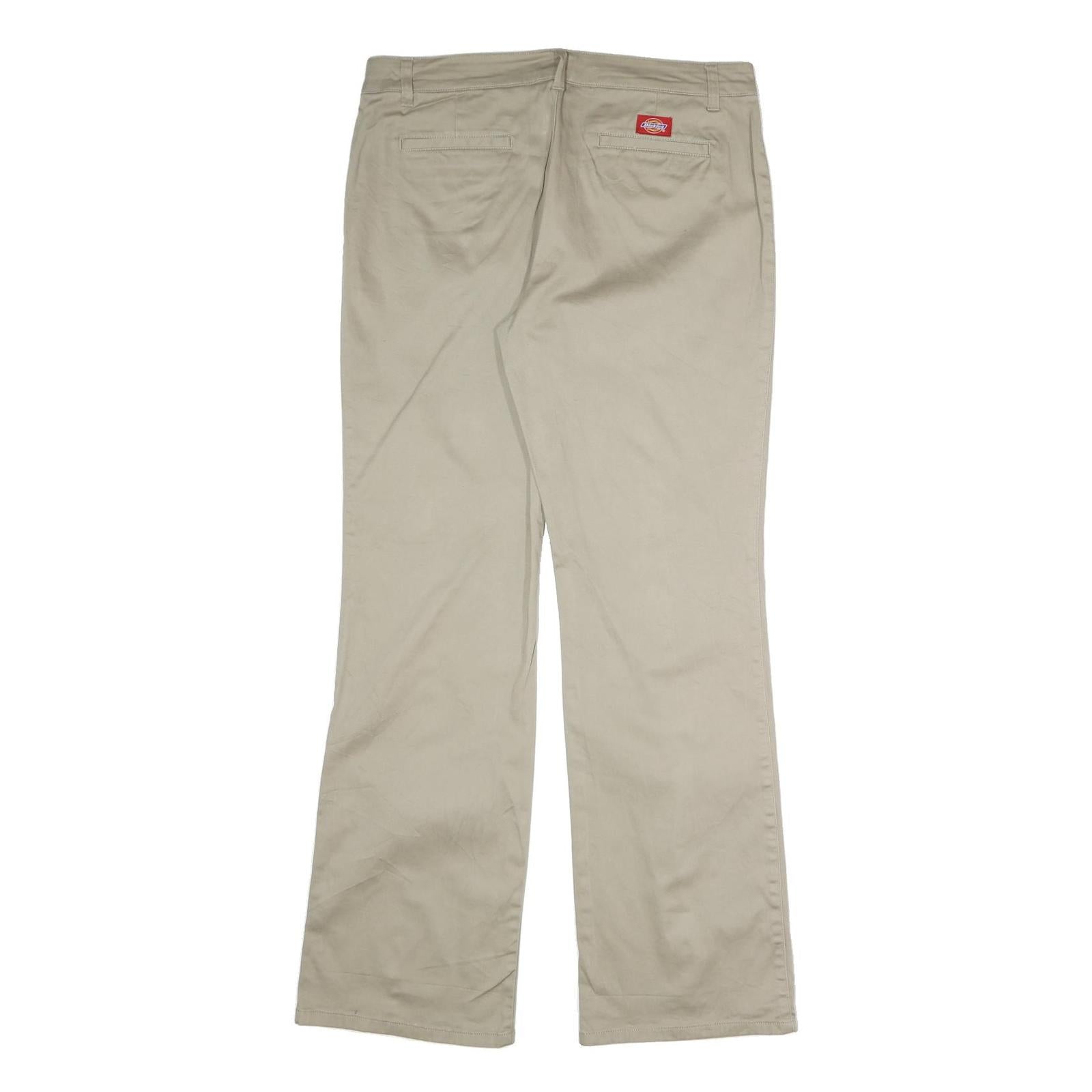 DICKIES Womens Regular Fit Beige Cotton Blend Zip Trousers W34 L31 Workwear