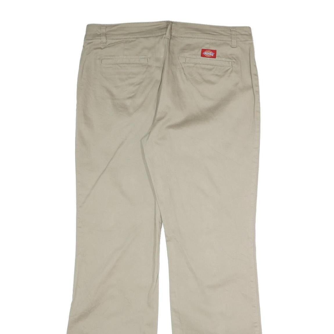 DICKIES Womens Regular Fit Beige Cotton Blend Zip Trousers W34 L31 Workwear