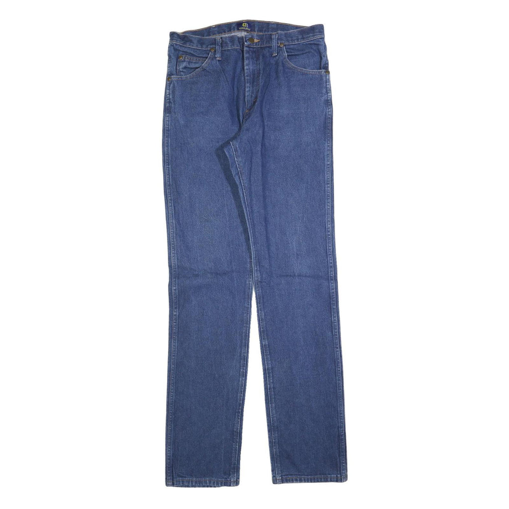WRANGLER Mens Regular Blue Jeans Denim Medium W35 L38 Classic Cotton Blend Zip