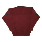 CANDA Mens Maroon V-Neck Plain Wool Blend Jumper L Classic Knitwear