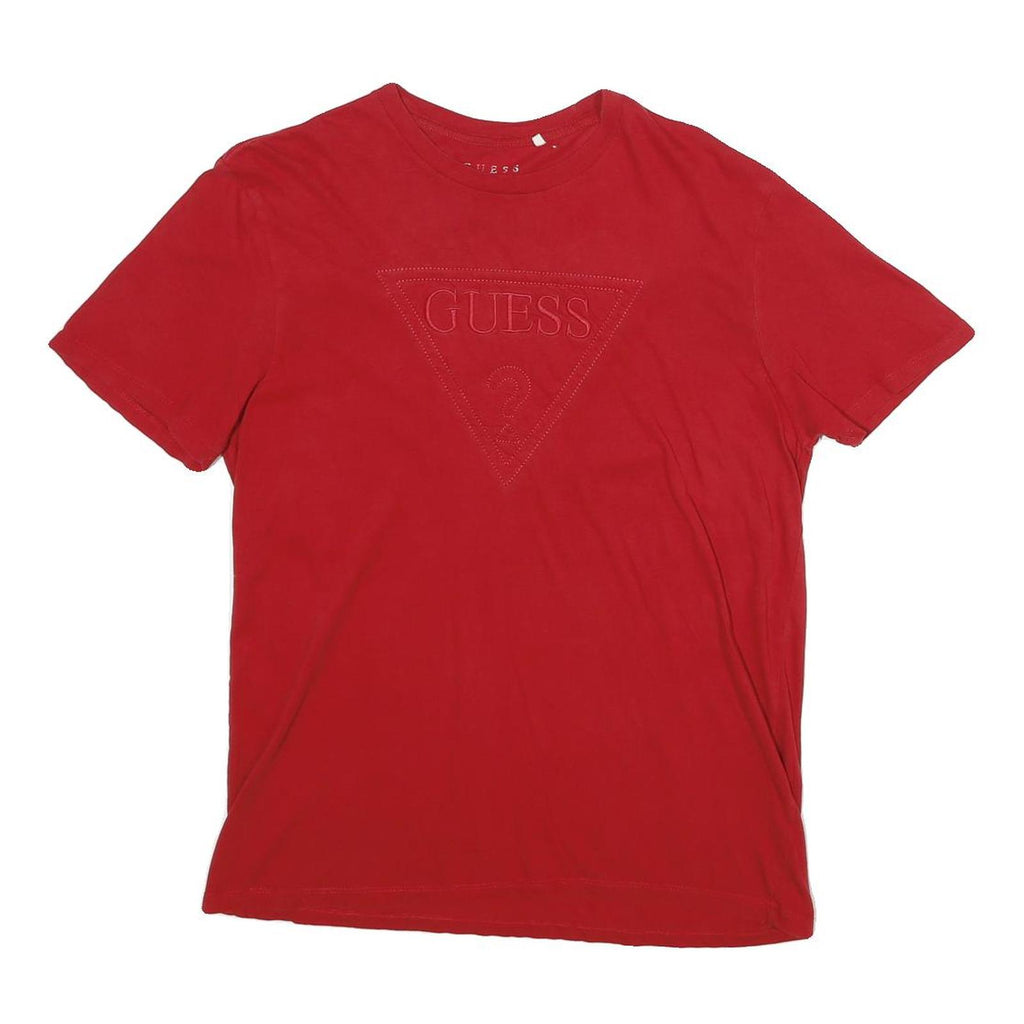 GUESS Mens Red Graphic T-Shirt M Short Sleeve Crew Neck Casual Cotton