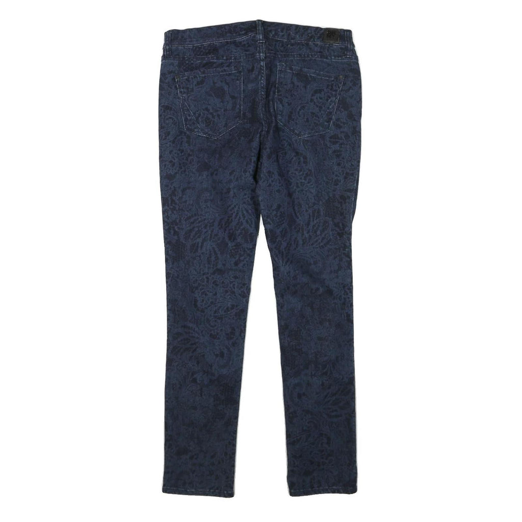 DKNY Womens Slim Blue Denim Jeans W31 L30 Floral Print Cotton Blend Zip