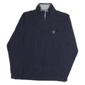 CHAPS Mens Navy Zip Neck Sweatshirt M Embroidered Logo Cotton Pullover
