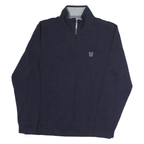 CHAPS Mens Navy Zip Neck Sweatshirt M Embroidered Logo Cotton Pullover
