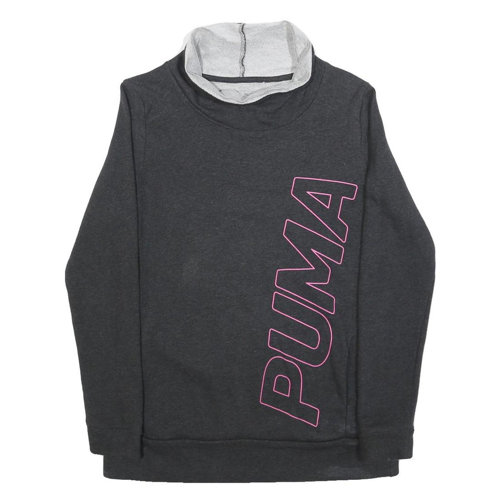 PUMA Womens Black Pullover Sweatshirt UK 14 Funnel Neck Cotton Blend