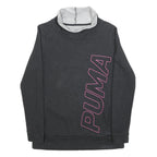 PUMA Womens Black Pullover Sweatshirt UK 14 Funnel Neck Cotton Blend