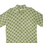COLDOR Mens Green Checked Rayon Shirt M Lightweight Summer Casual Short Sleeve