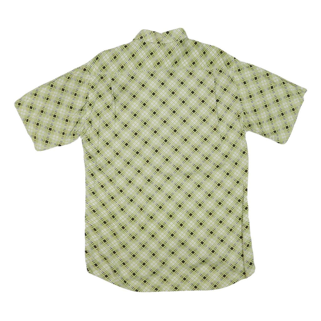 COLDOR Mens Green Checked Rayon Shirt M Lightweight Summer Casual Short Sleeve