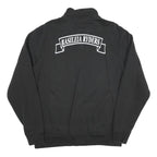 RUSSELL ATHLETIC Mens Black Cotton Blend Zip Jacket L Plain Casual Sportswear